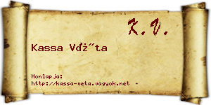 Kassa Véta névjegykártya
